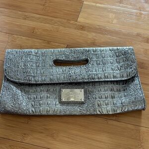 Nine West Metallic Croc-Embossed Clutch